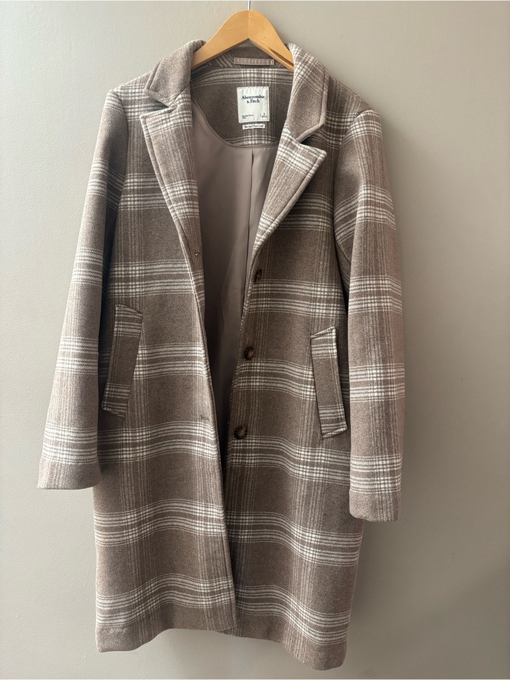 Abercrombie Dad Wool blend plaid coat small